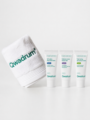 ¡Muestras gratis + Toalla facial Qwadrum!